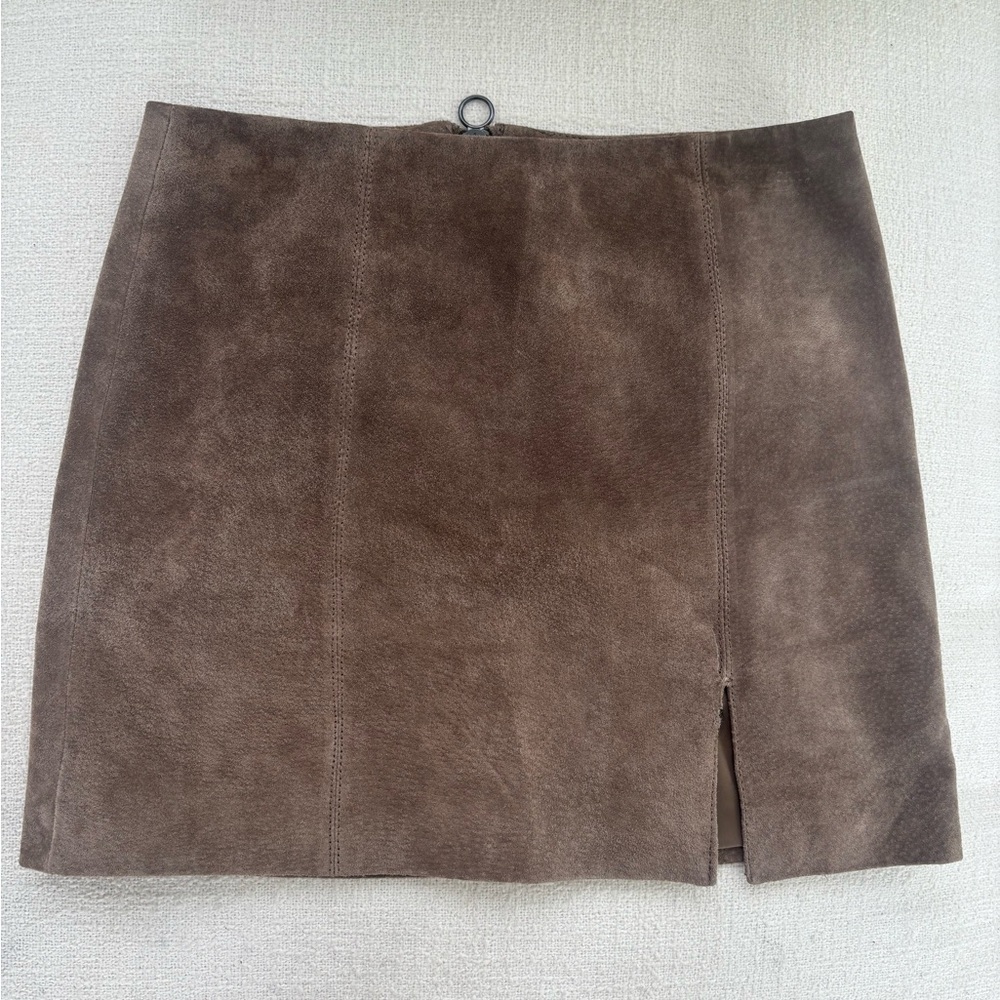 *damage* BlankNYC brown leather mini skirt